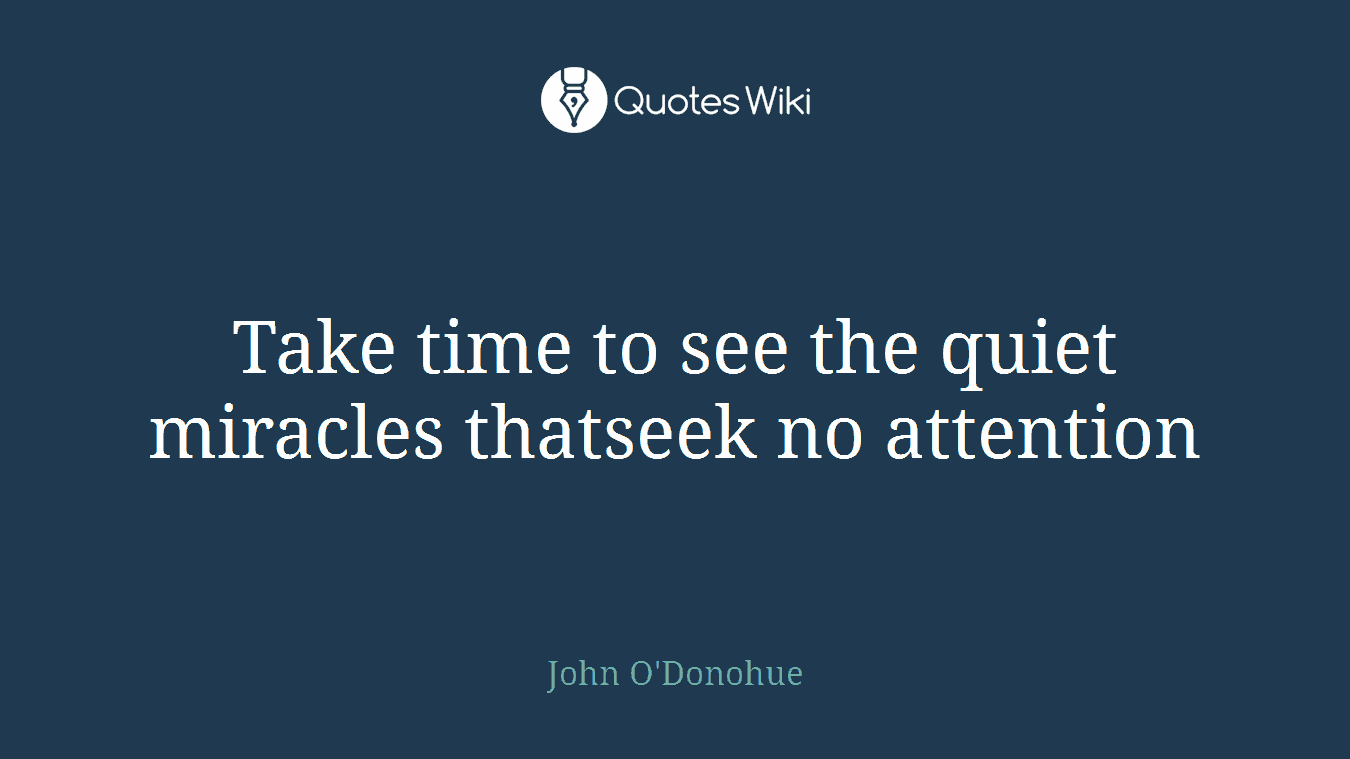 Take time to see the quiet miracles thatseek no attention