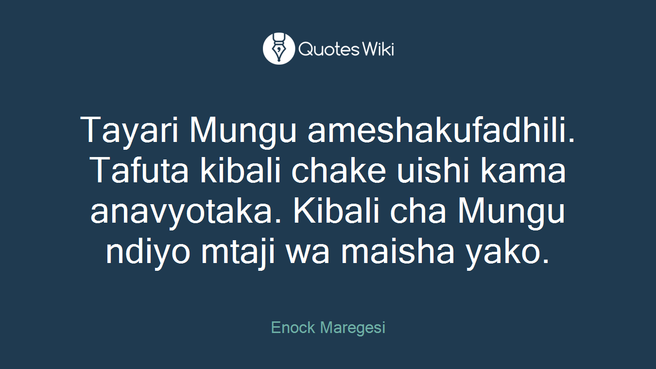 Tayari Mungu ameshakufadhili. Tafuta kibali chake uishi kama anavyotaka. Kibali cha Mungu ndiyo mtaji wa maisha yako.