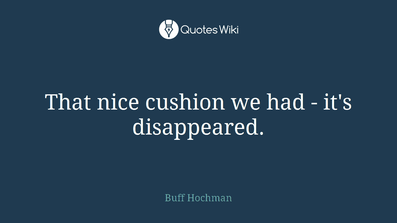 That nice cushion we had - it's disappeared.