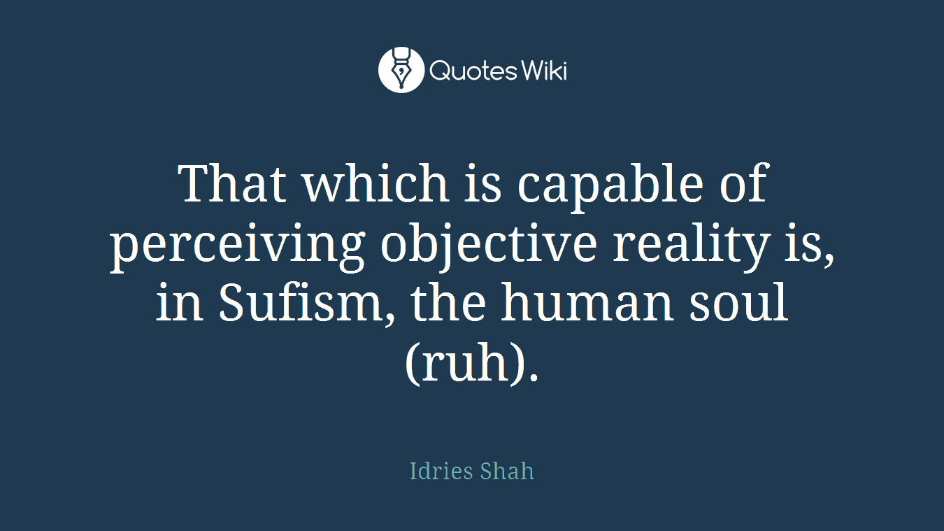That which is capable of perceiving objective reality is, in Sufism, the human soul (ruh).