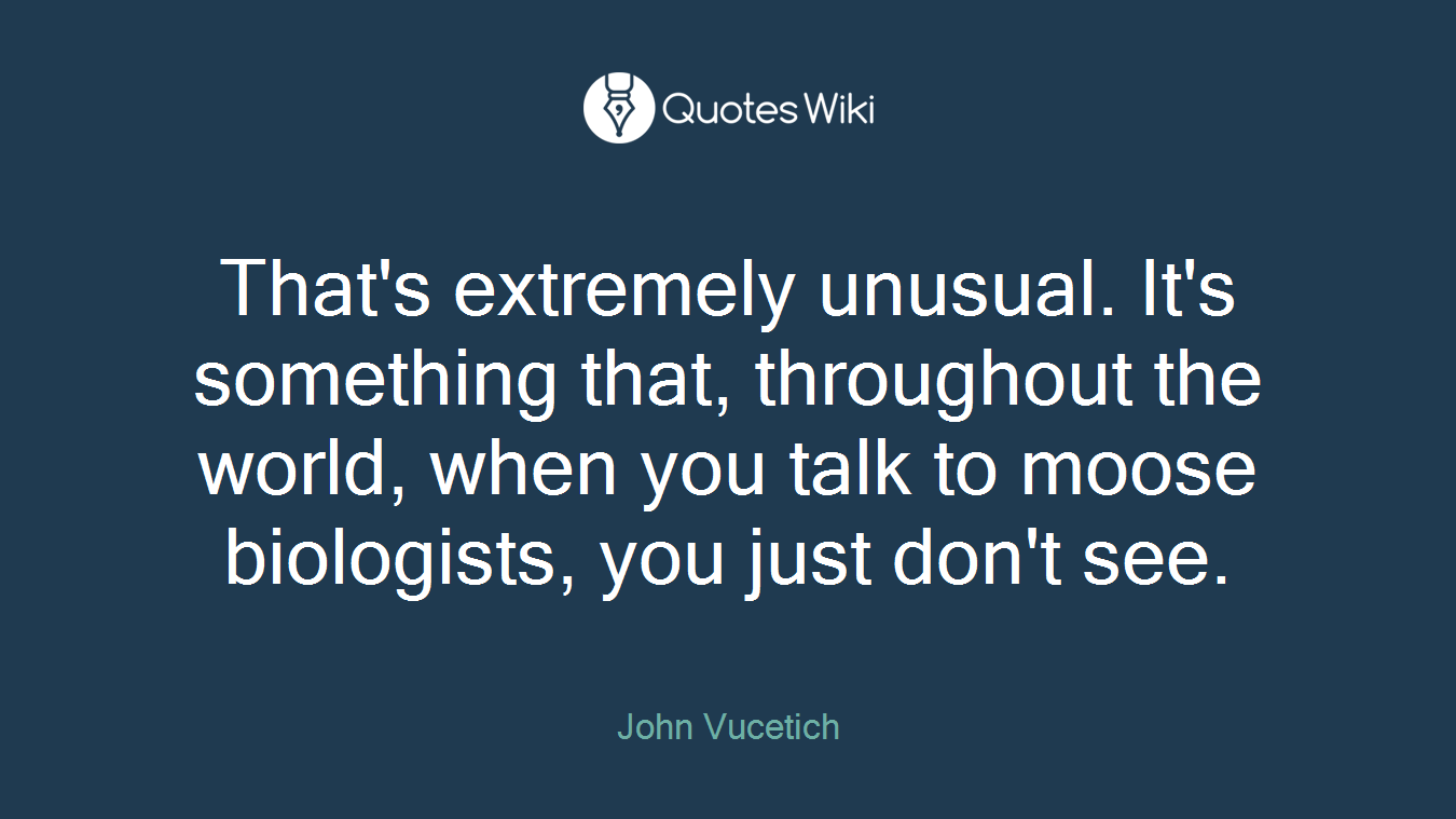 That's extremely unusual. It's something that, throughout the world, when you talk to moose biologists, you just don't see.