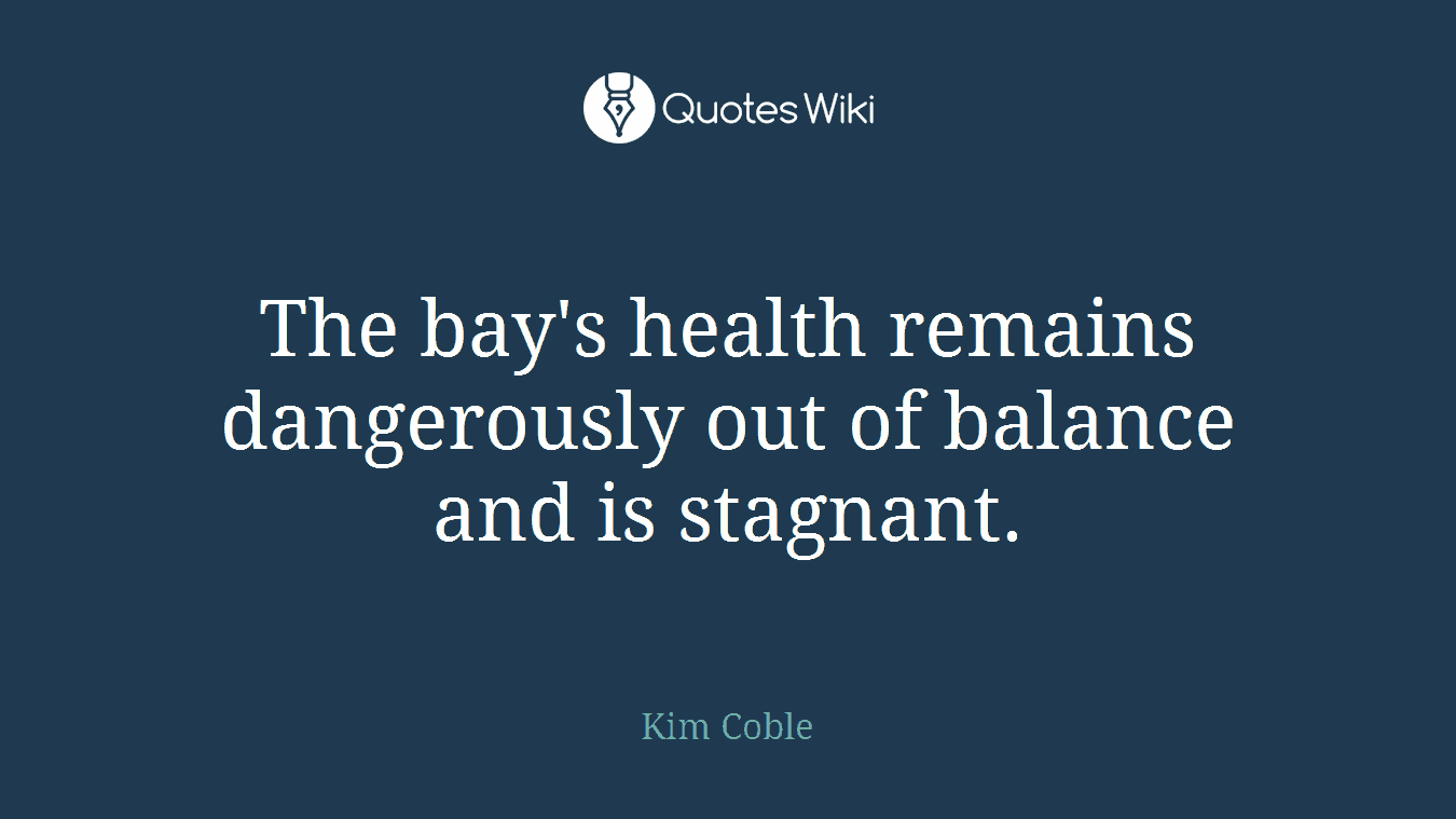 The bay's health remains dangerously out of balance and is stagnant.