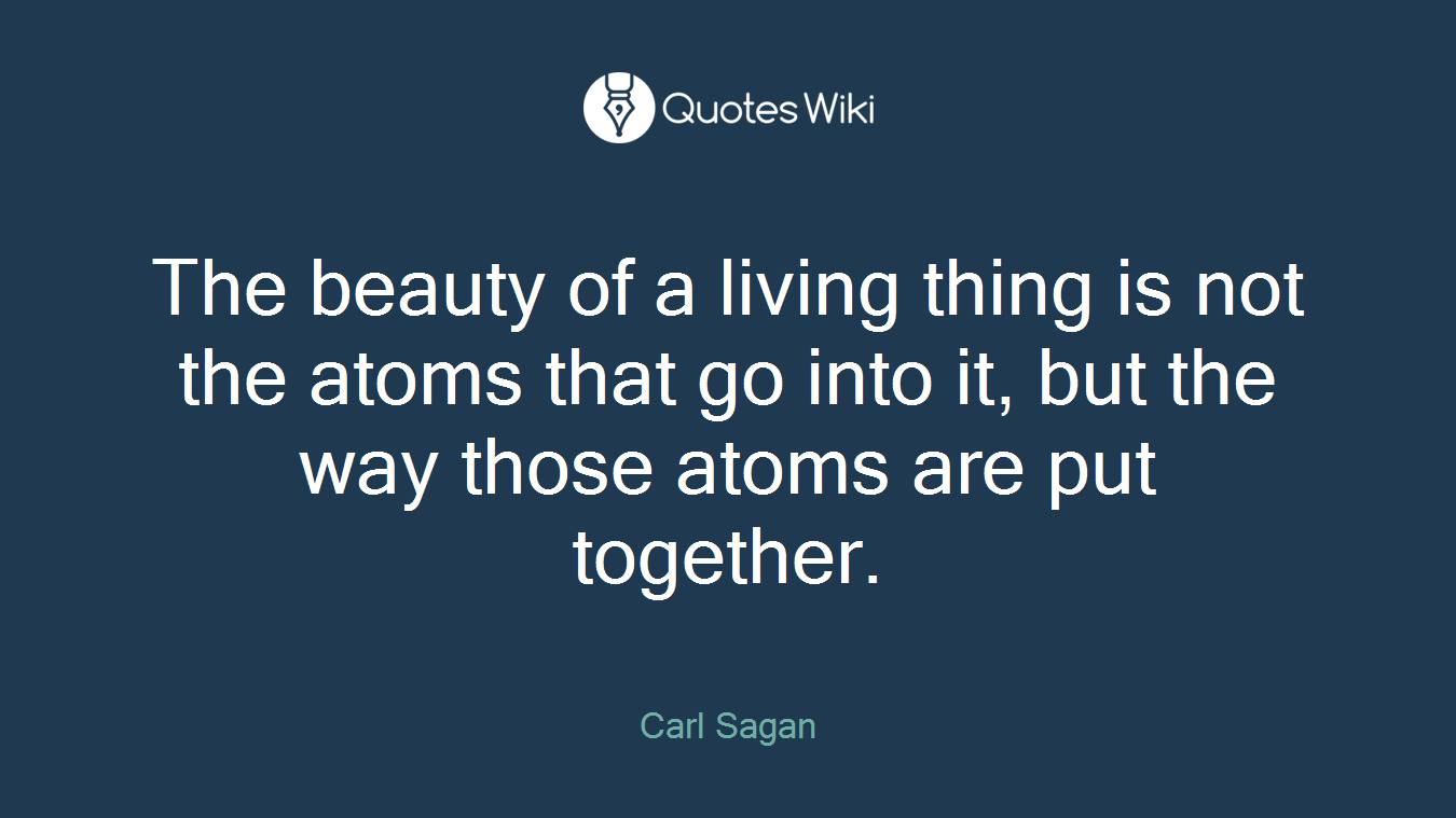 The beauty of a living thing is not the atoms that go into it, but the way those atoms are put together.