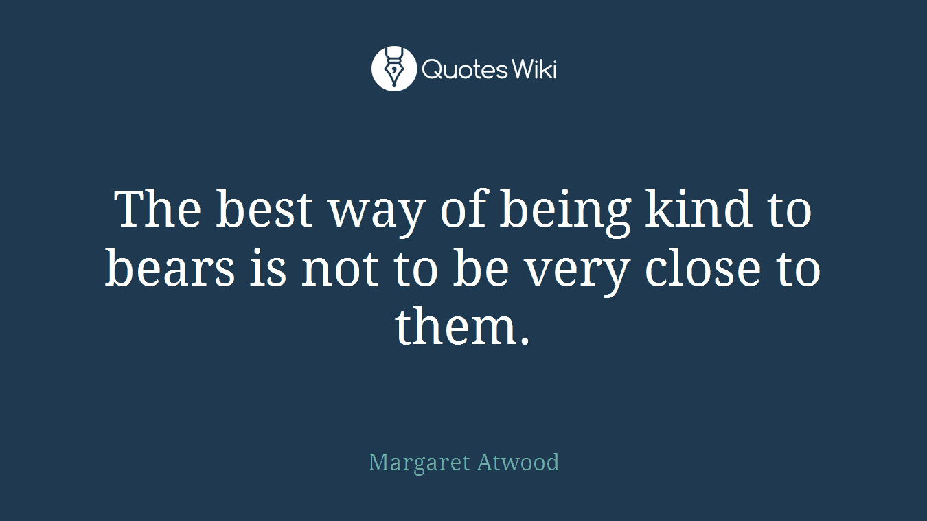 The best way of being kind to bears is not to be very close to them.