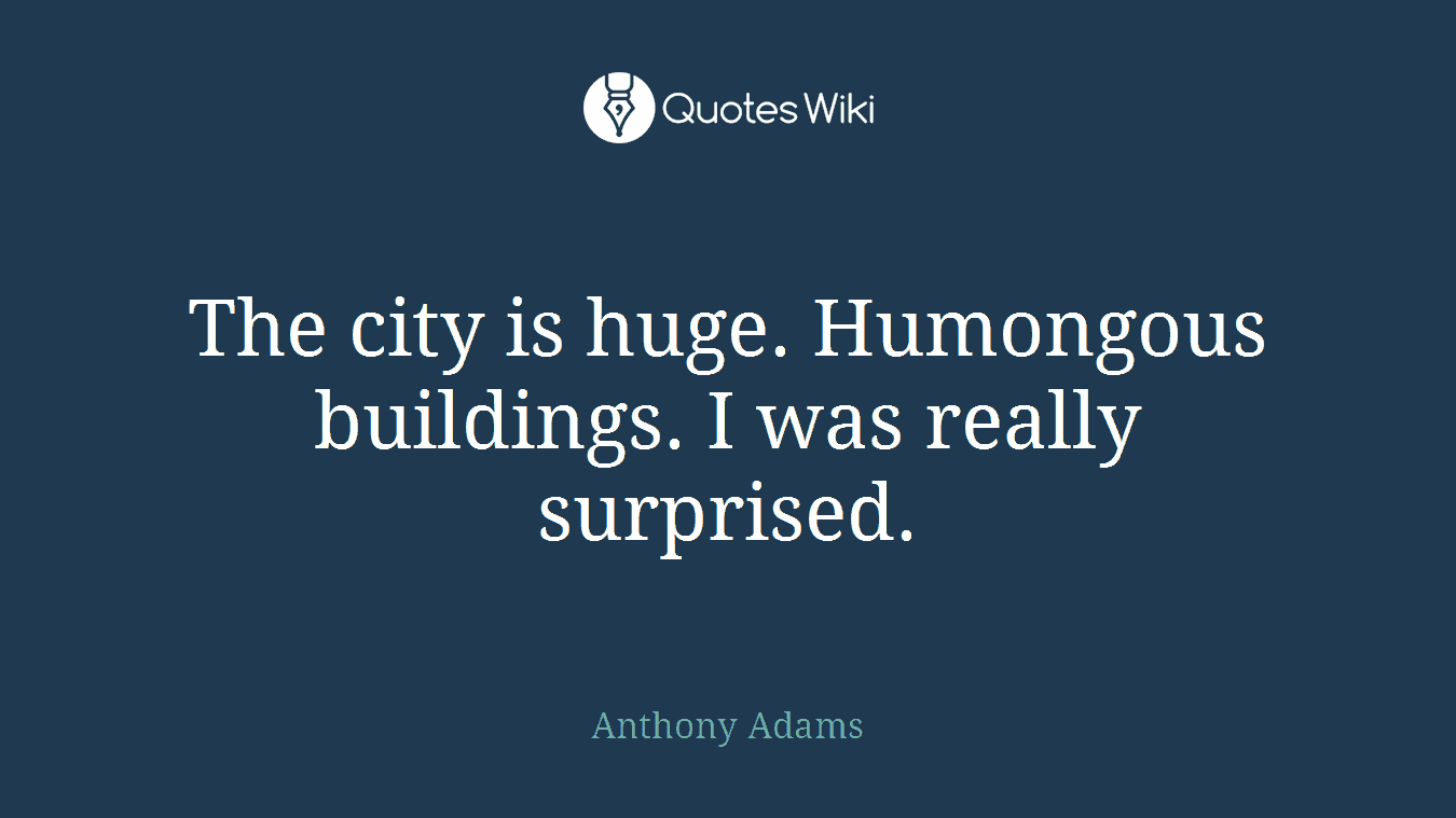 The city is huge. Humongous buildings. I was really surprised.