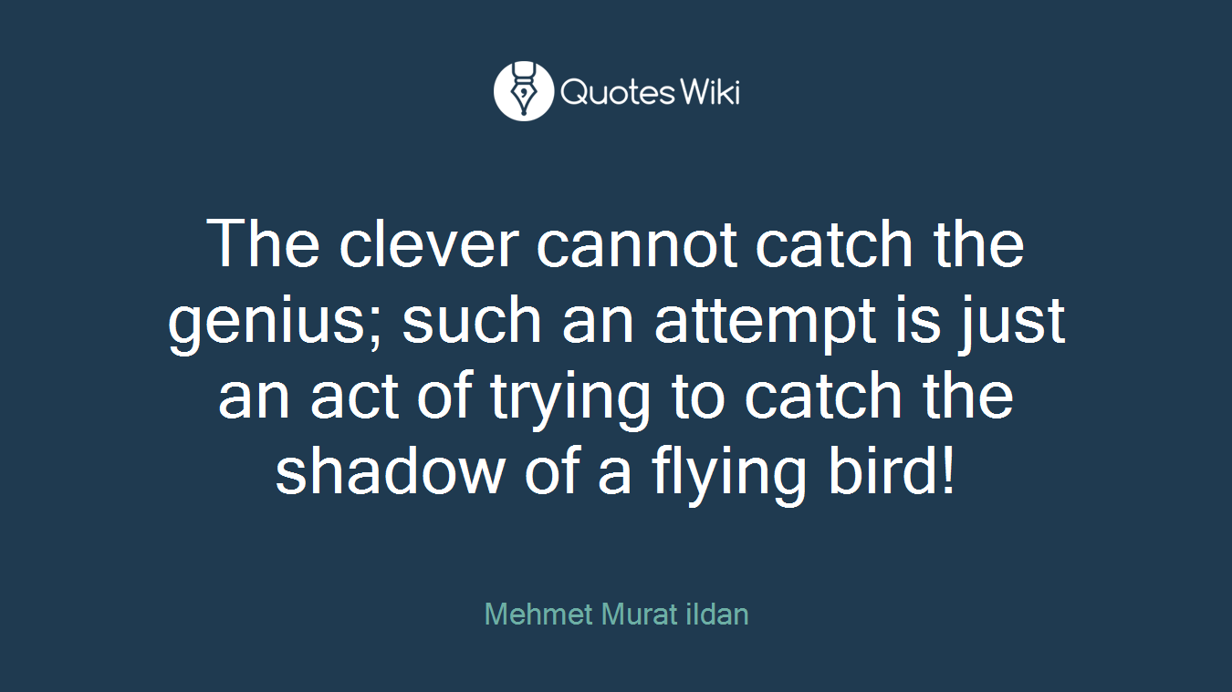 The clever cannot catch the genius; such an attempt is just an act of trying to catch the shadow of a flying bird!