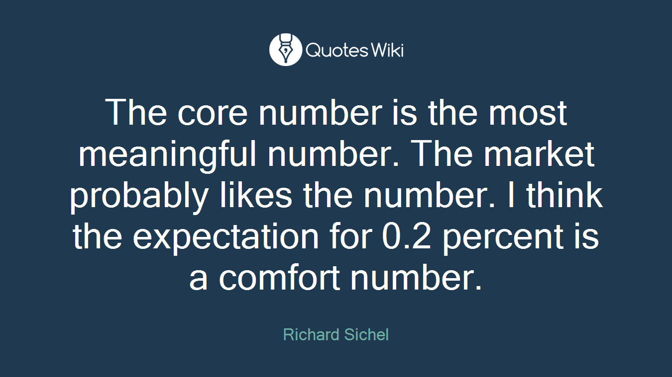 The core number is the most meaningful number. The market probably likes the number. I think the expectation for 0.2 percent is a comfort number.