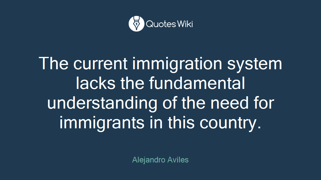 The current immigration system lacks the fundamental understanding of the need for immigrants in this country.