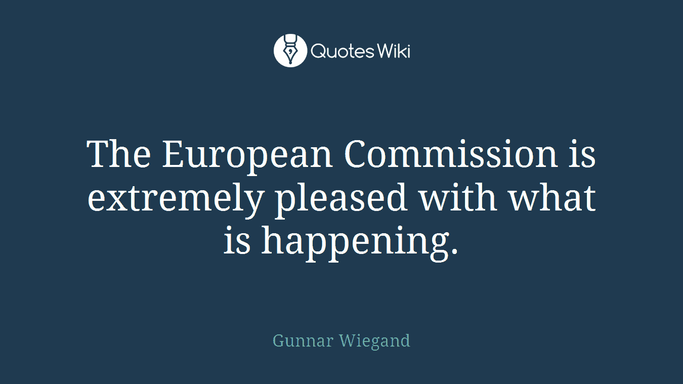 The European Commission is extremely pleased with what is happening.