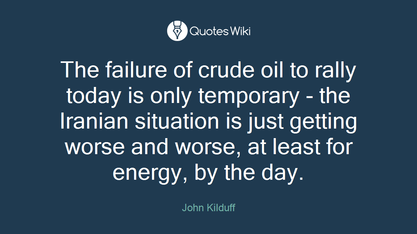 The failure of crude oil to rally today is only temporary - the Iranian situation is just getting worse and worse, at least for energy, by the day.