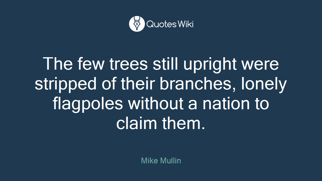 The few trees still upright were stripped of their branches, lonely flagpoles without a nation to claim them.