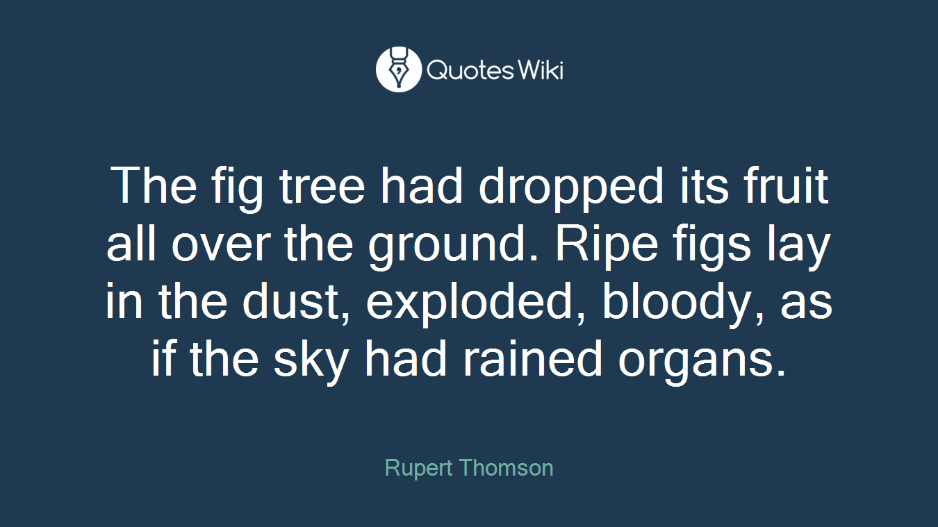 The fig tree had dropped its fruit all over the ground. Ripe figs lay in the dust, exploded, bloody, as if the sky had rained organs.