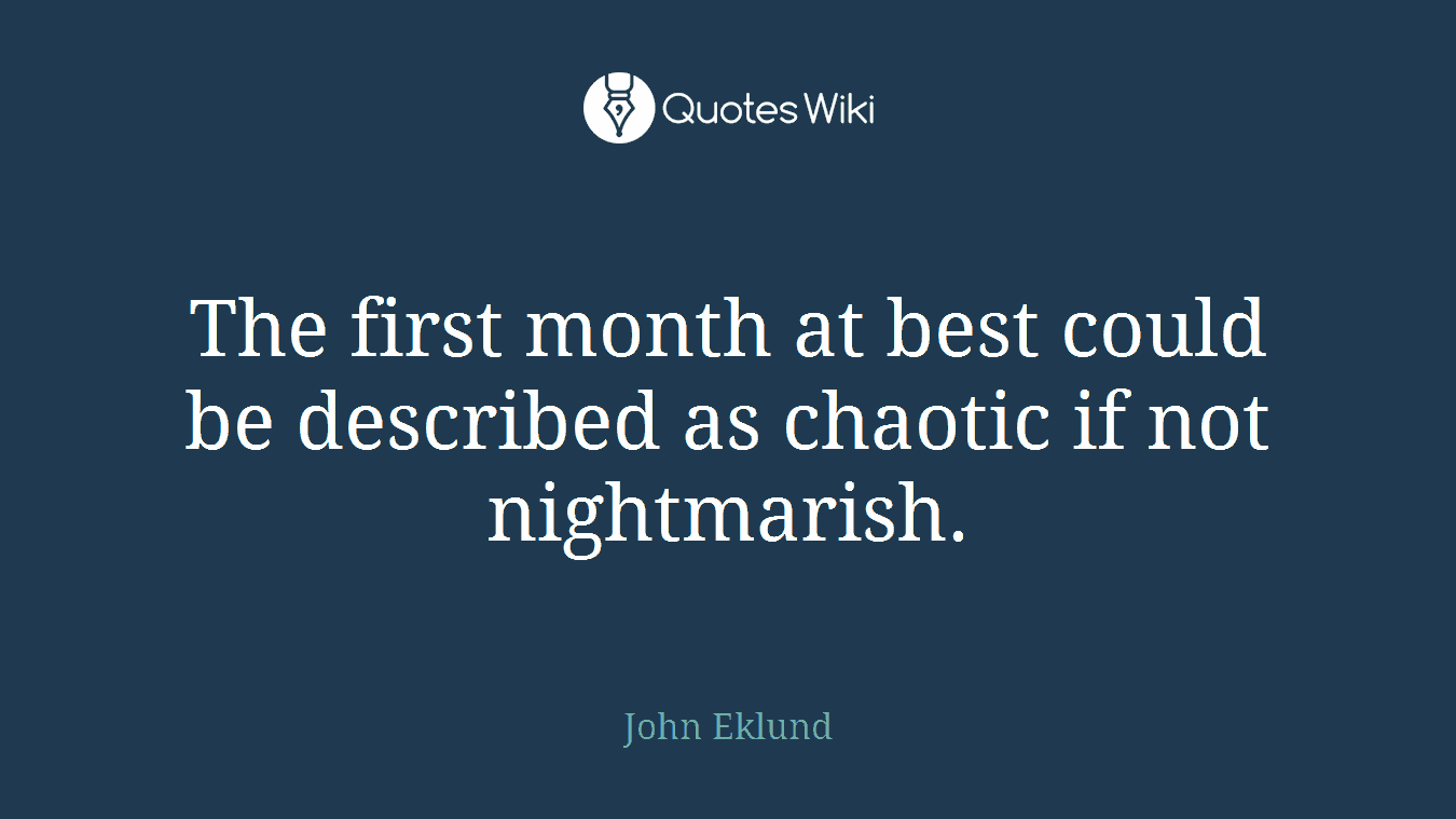 The first month at best could be described as chaotic if not nightmarish.