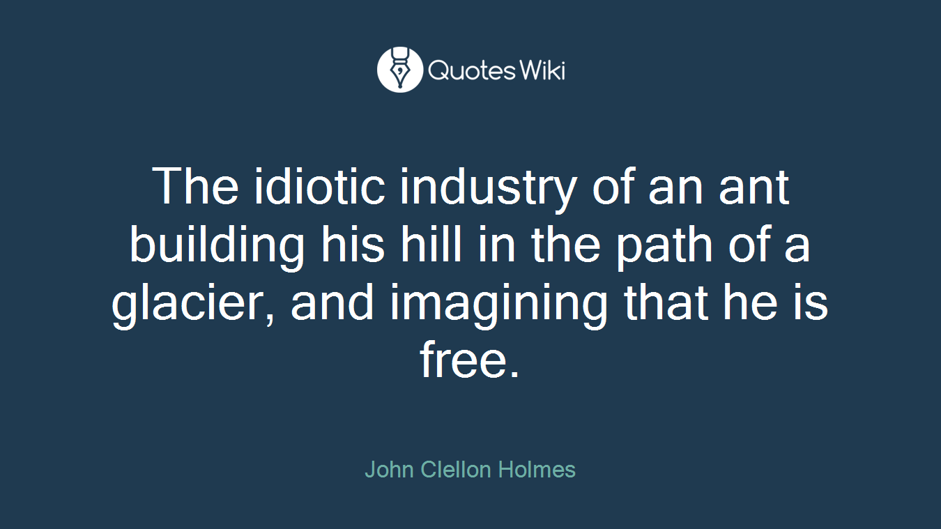 The idiotic industry of an ant building his hill in the path of a glacier, and imagining that he is free.