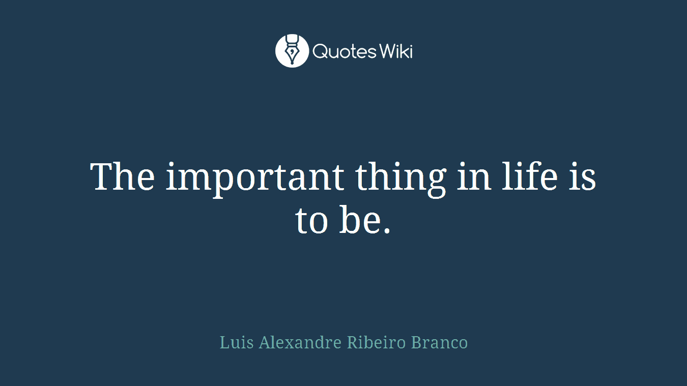 The important thing in life is to be.