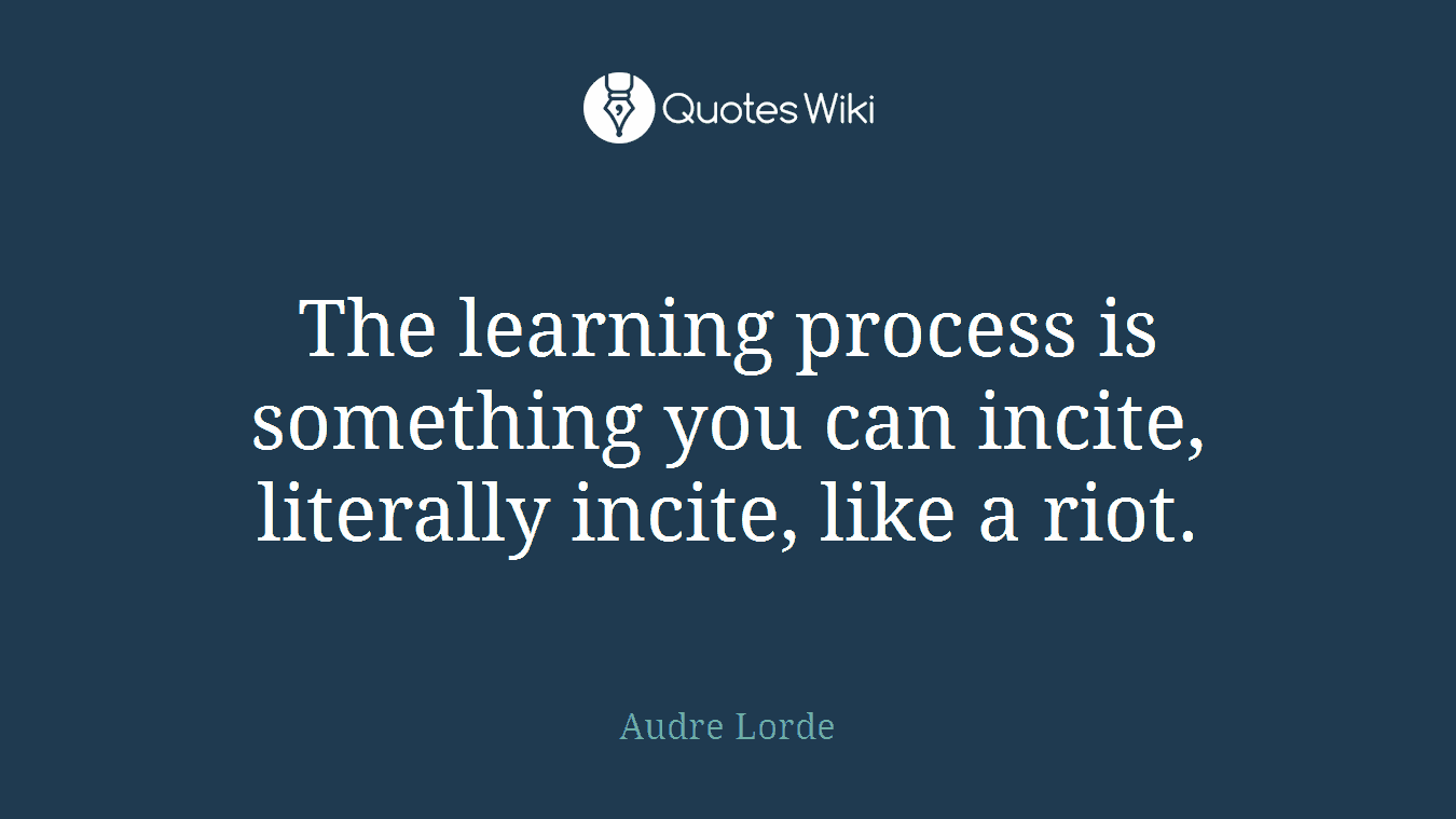 The learning process is something you can incite, literally incite, like a riot.