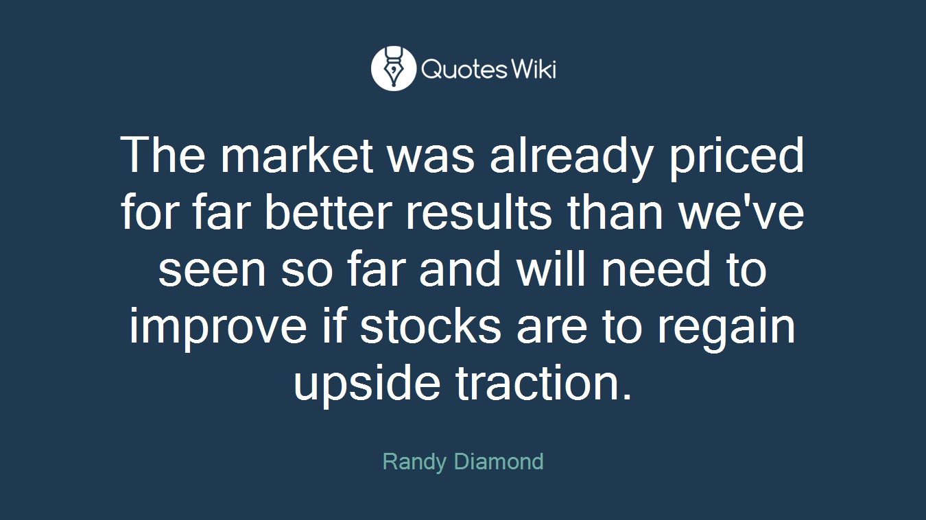 The market was already priced for far better results than we've seen so far and will need to improve if stocks are to regain upside traction.