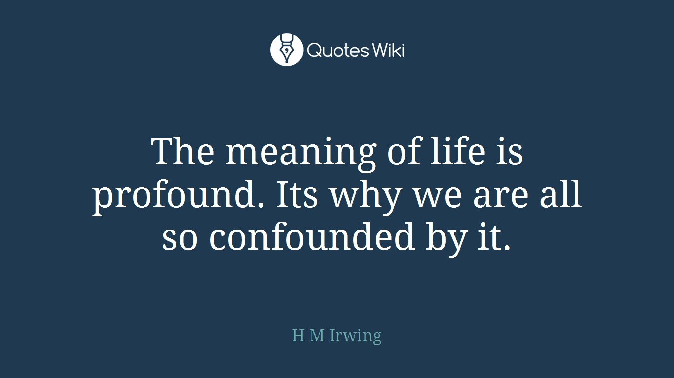 The meaning of life is profound. Its why we are all so confounded by it.