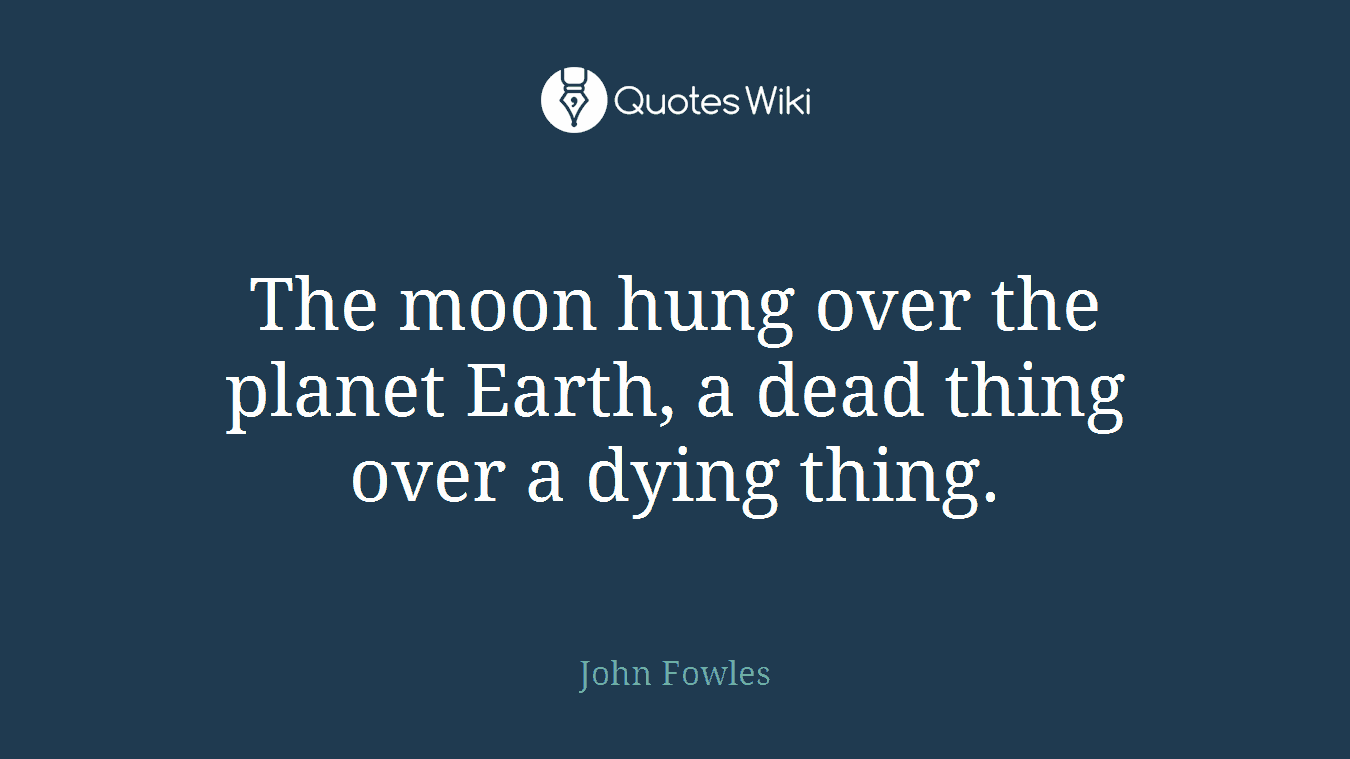 The moon hung over the planet Earth, a dead thing over a dying thing.
