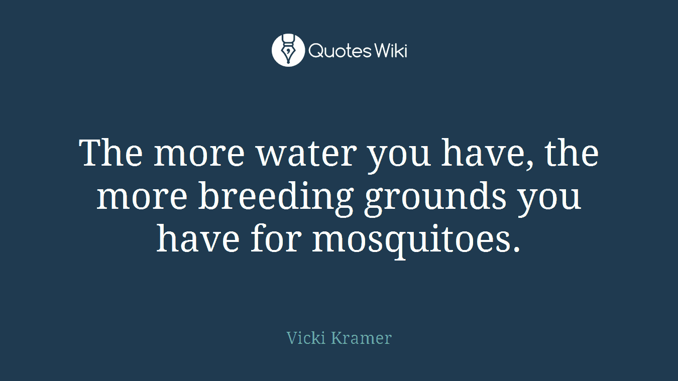 The more water you have, the more breeding grounds you have for mosquitoes.