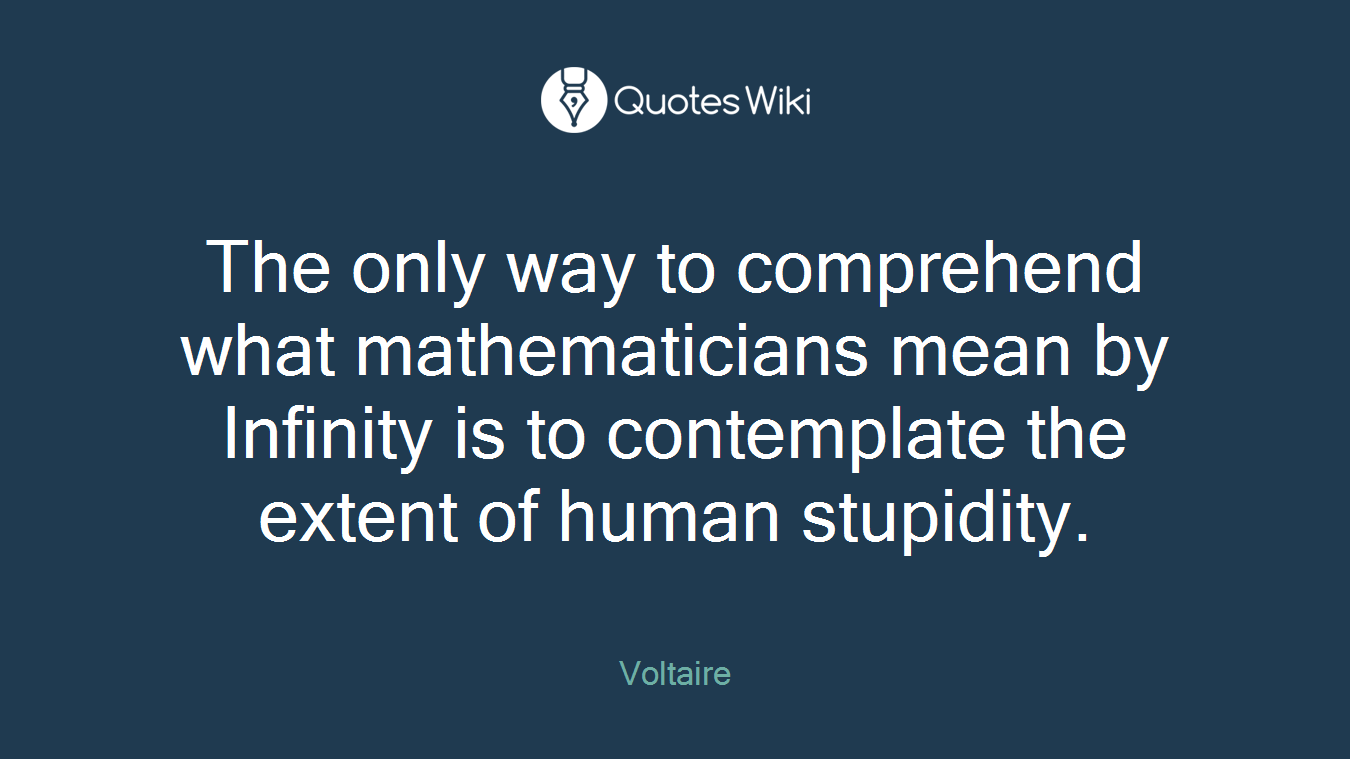 The only way to comprehend what mathematicians mean by Infinity is to contemplate the extent of human stupidity.