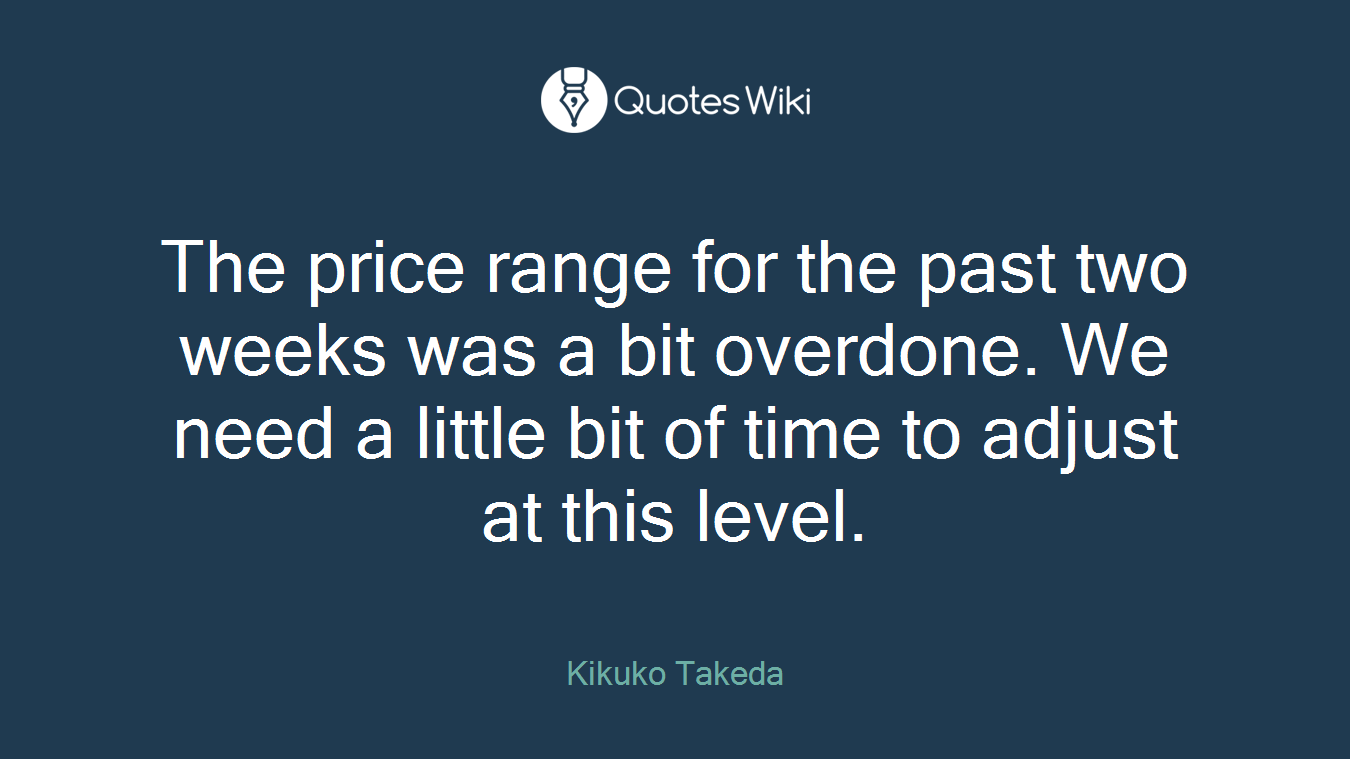 The price range for the past two weeks was a bit overdone. We need a little bit of time to adjust at this level.