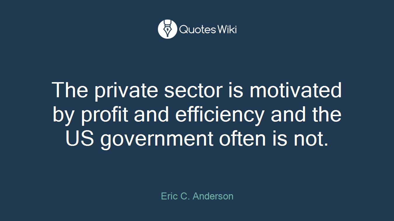 The private sector is motivated by profit and efficiency and the US government often is not.