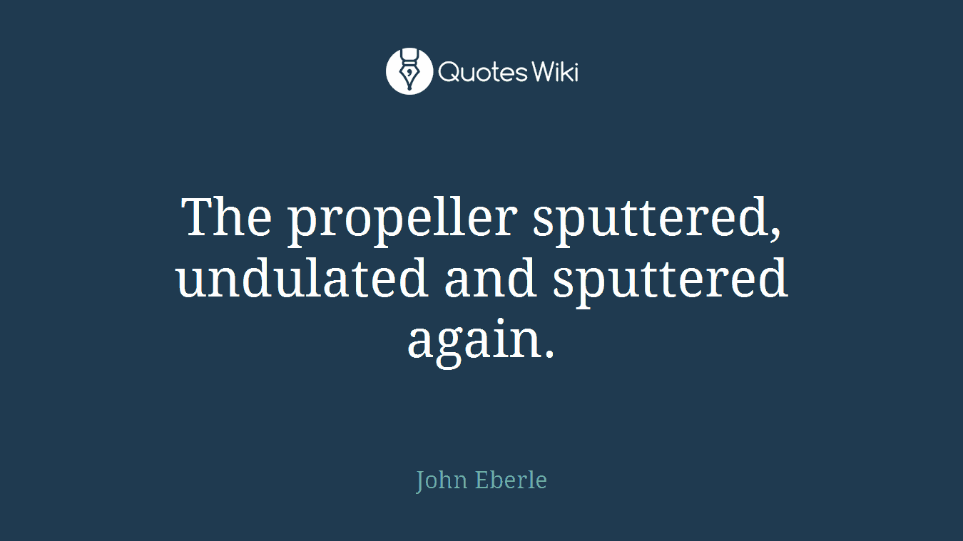 The propeller sputtered, undulated and sputtered again.
