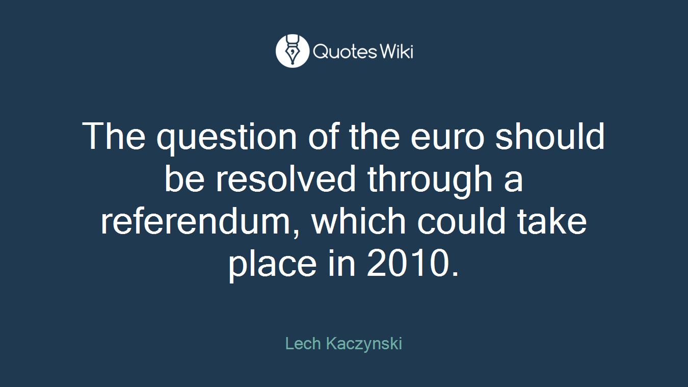 The question of the euro should be resolved through a referendum, which could take place in 2010.