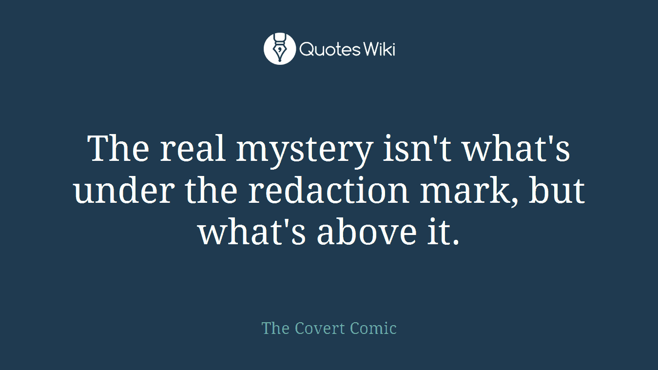 The real mystery isn't what's under the redaction mark, but what's above it.