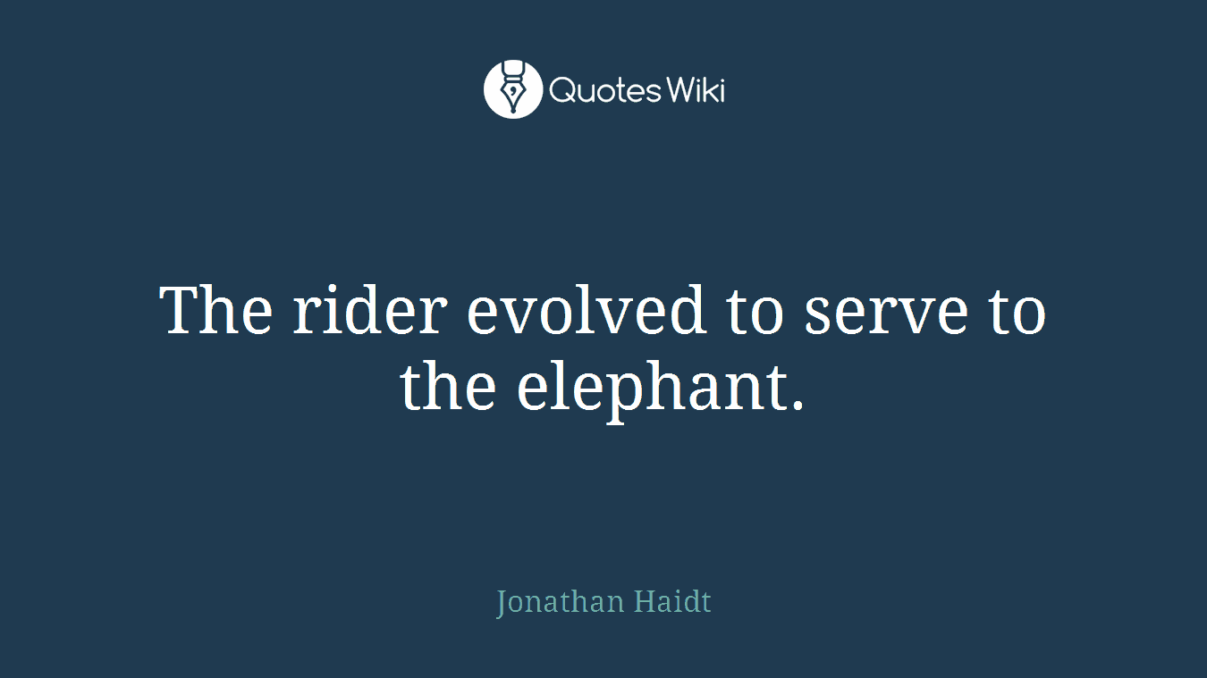 The rider evolved to serve to the elephant.