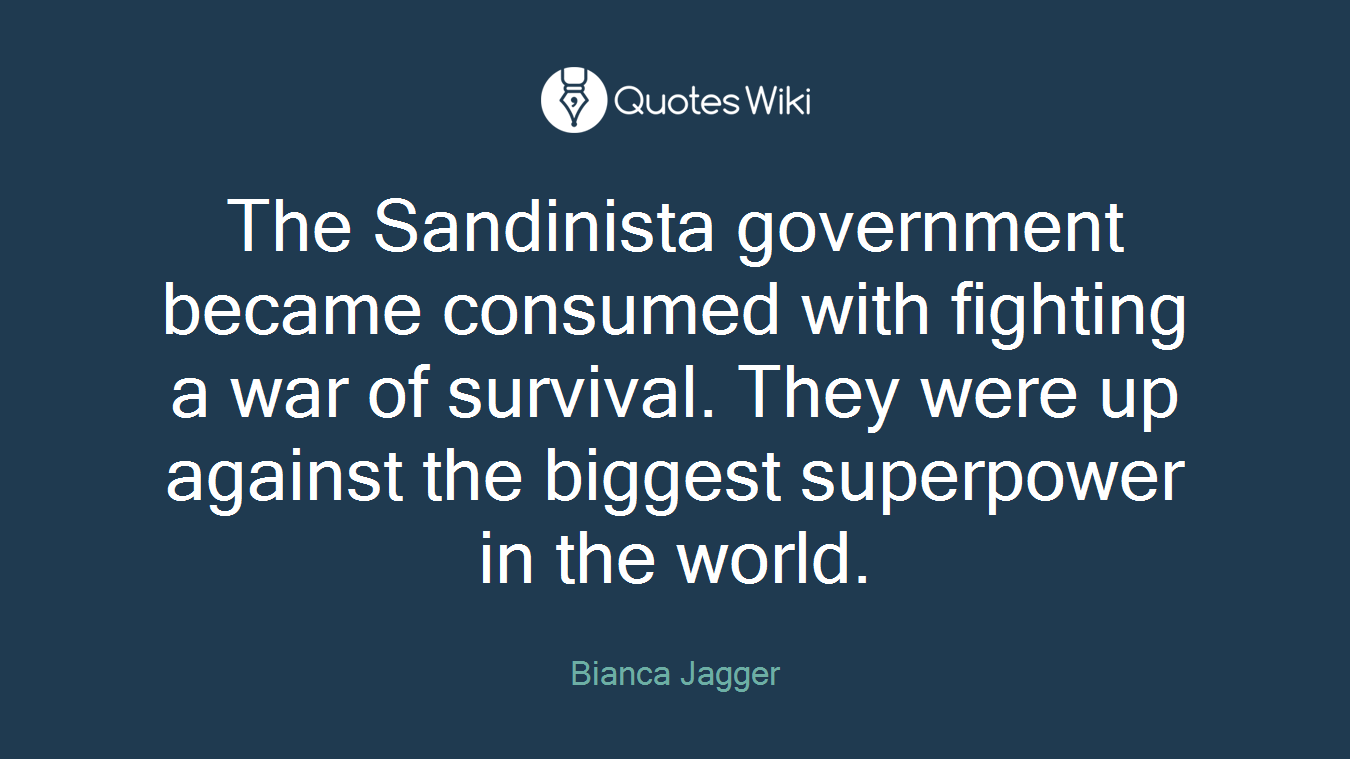 The Sandinista government became consumed with fighting a war of survival. They were up against the biggest superpower in the world.