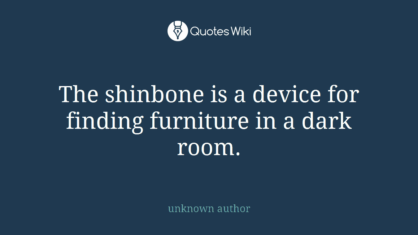 The shinbone is a device for finding furniture in a dark room.