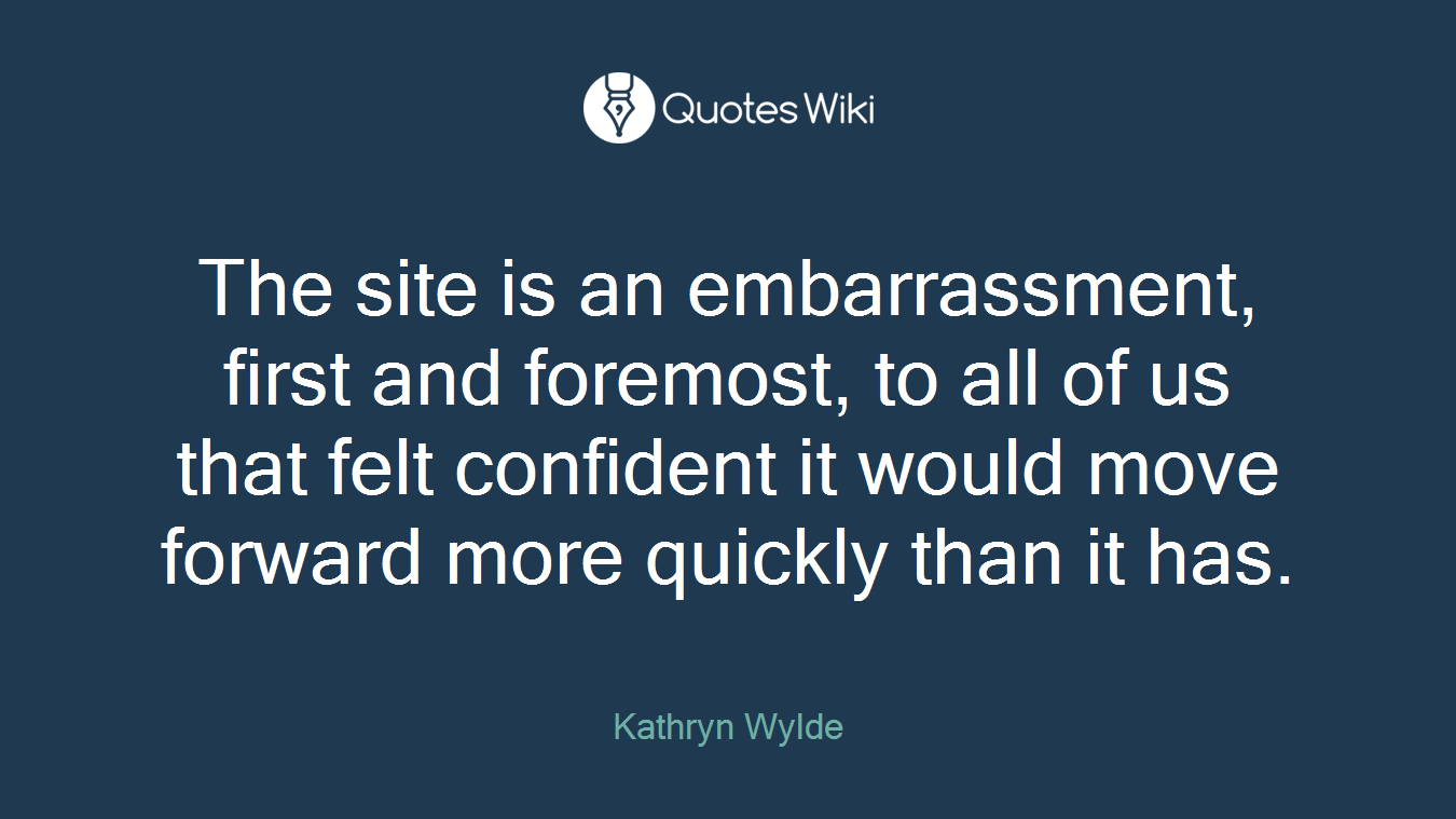 The site is an embarrassment, first and foremost, to all of us that felt confident it would move forward more quickly than it has.