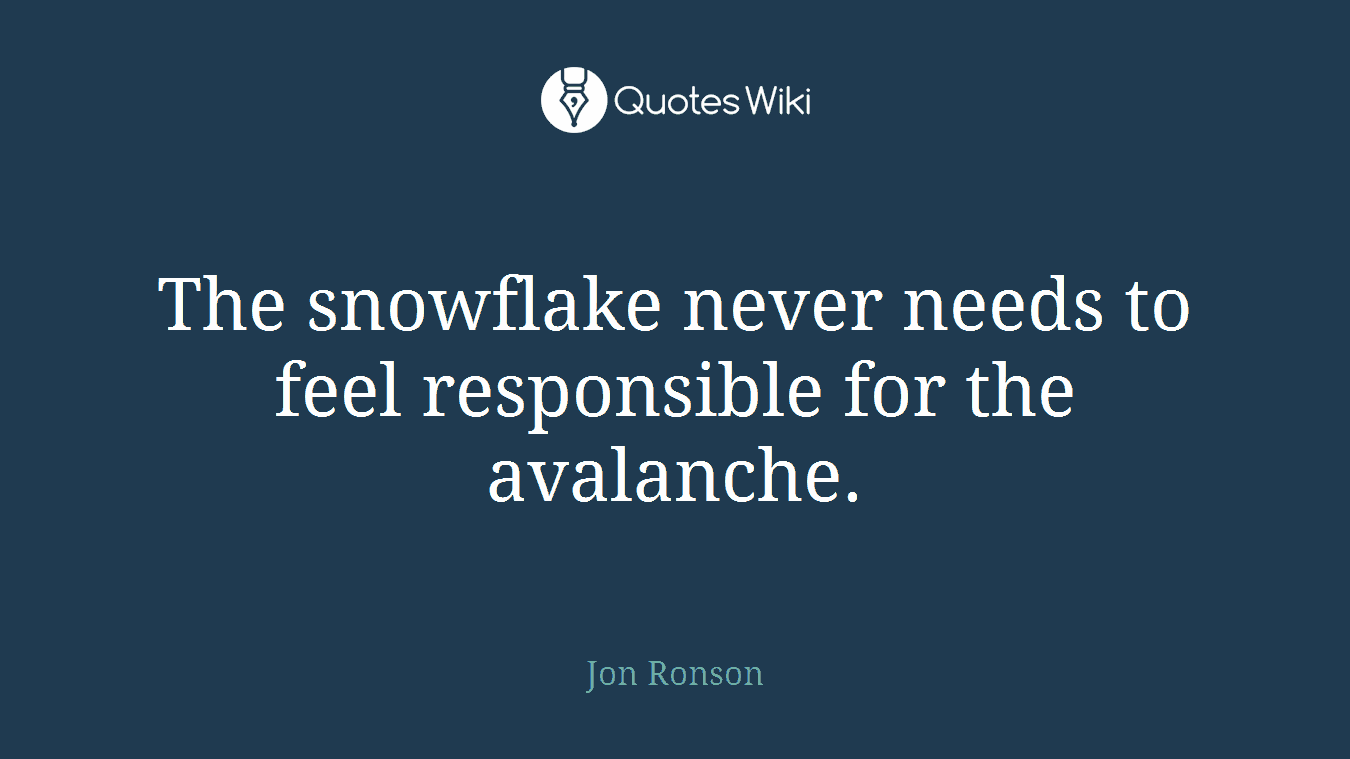 The snowflake never needs to feel responsible for the avalanche.
