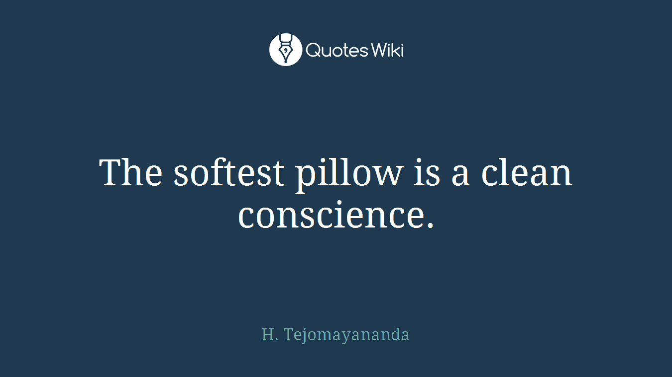 The softest pillow is a clean conscience.