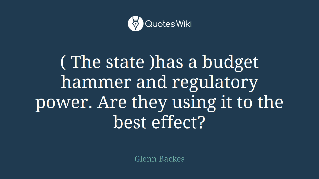 ( The state )has a budget hammer and regulatory power. Are they using it to the best effect?