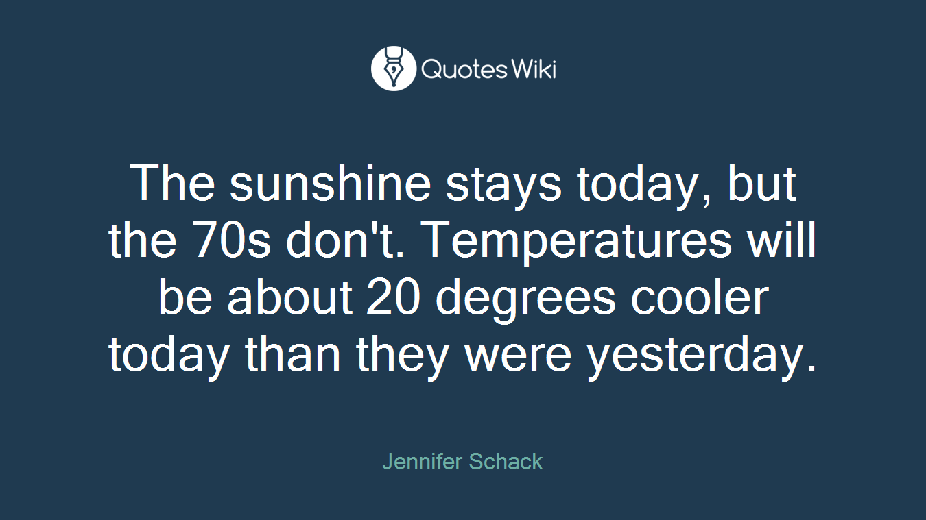The sunshine stays today, but the 70s don't. Temperatures will be about 20 degrees cooler today than they were yesterday.