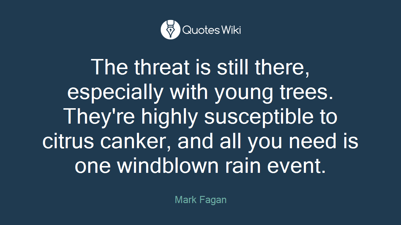 The threat is still there, especially with young trees. They're highly susceptible to citrus canker, and all you need is one windblown rain event.