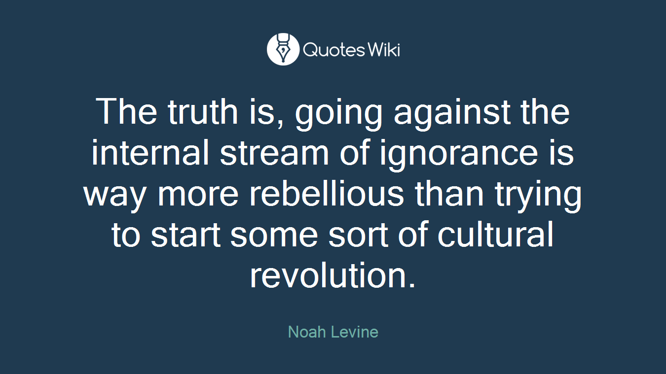 The truth is, going against the internal stream of ignorance is way more rebellious than trying to start some sort of cultural revolution.