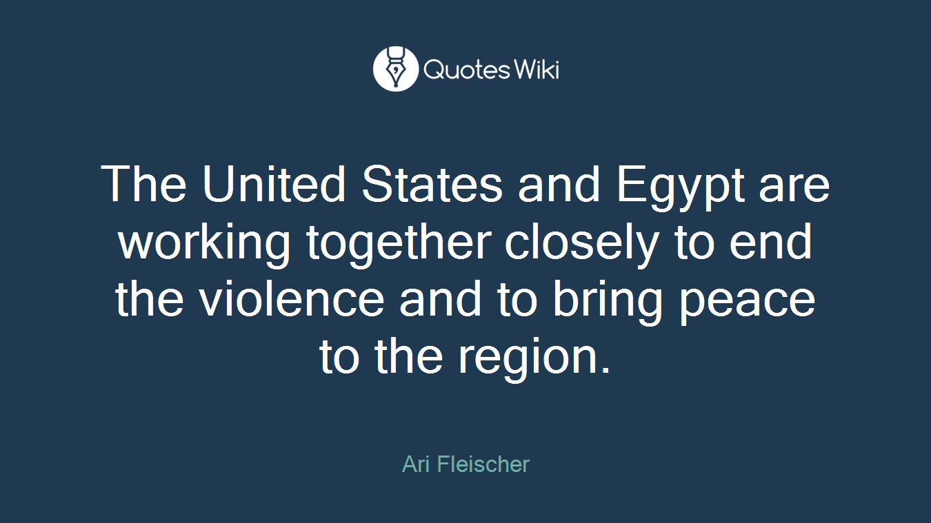 The United States and Egypt are working together closely to end the violence and to bring peace to the region.
