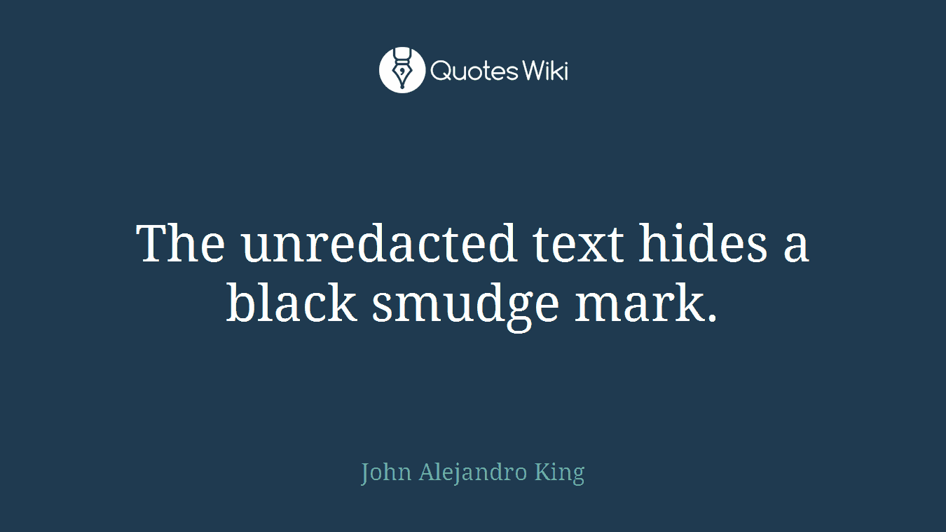 The unredacted text hides a black smudge mark.
