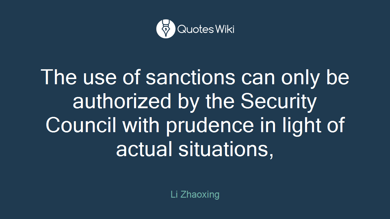 The use of sanctions can only be authorized by the Security Council with prudence in light of actual situations,