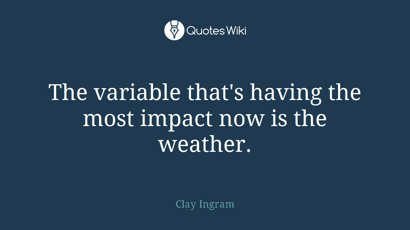 The variable that's having the most impact now is the weather.