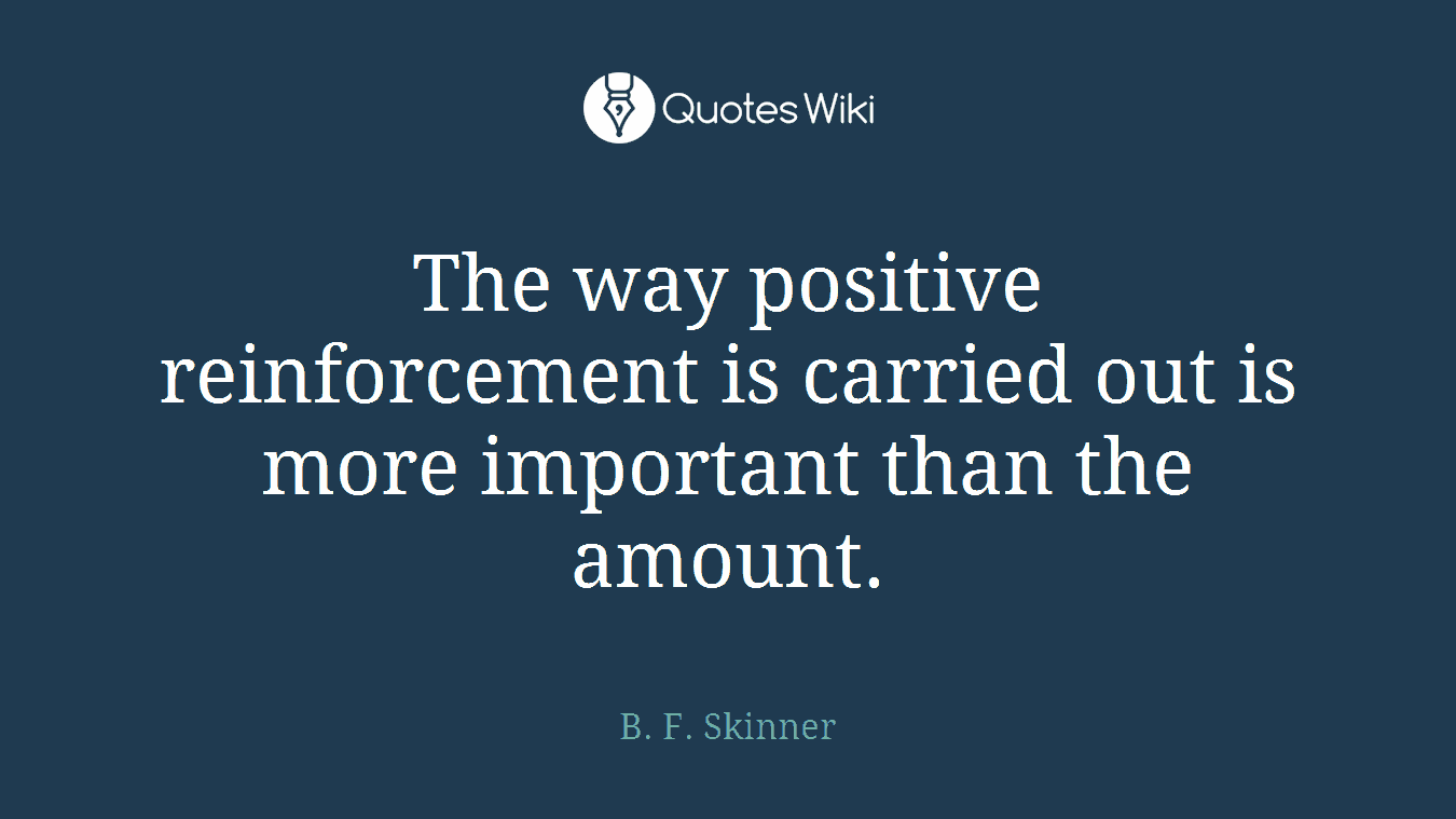 The way positive reinforcement is carried out is more important than the amount.