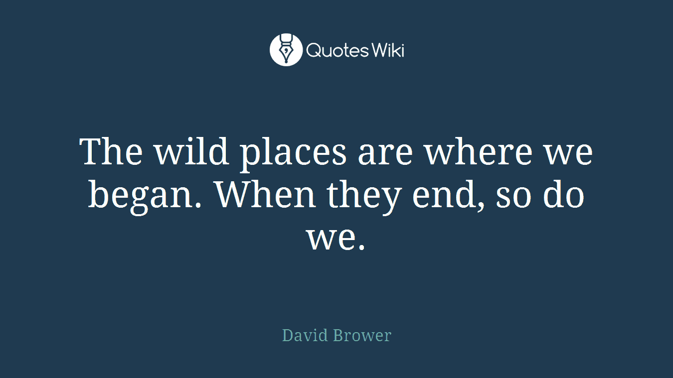 The wild places are where we began. When they end, so do we.