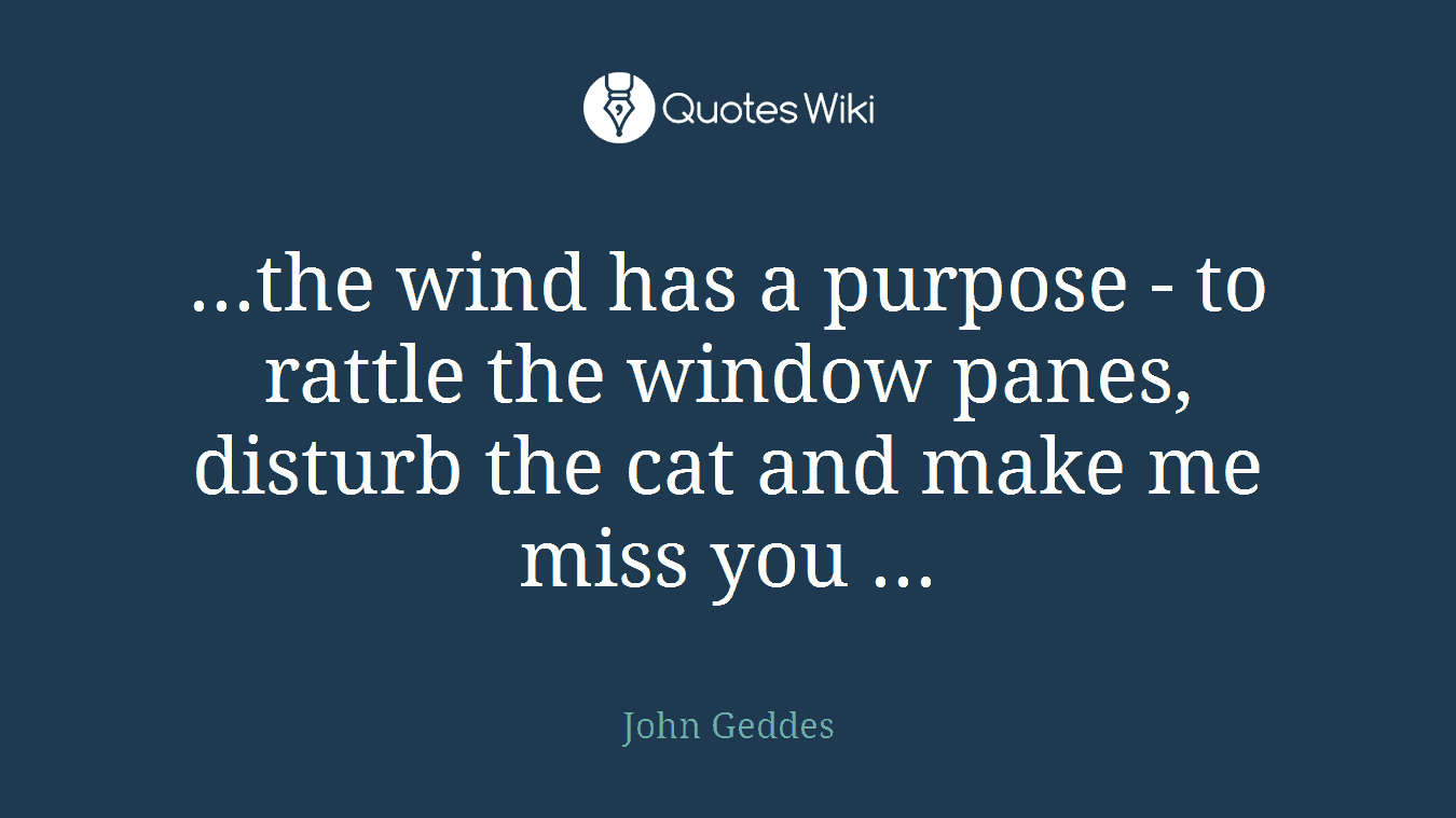 ...the wind has a purpose - to rattle the window panes, disturb the cat and make me miss you ...