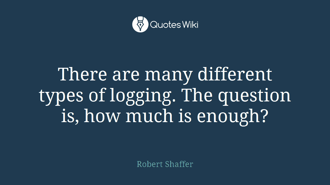 There are many different types of logging. The question is, how much is enough?
