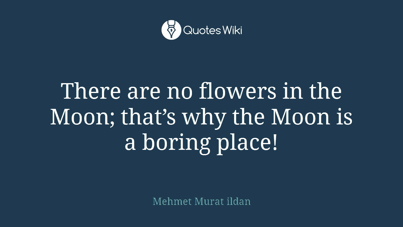 There are no flowers in the Moon; that’s why the Moon is a boring place!