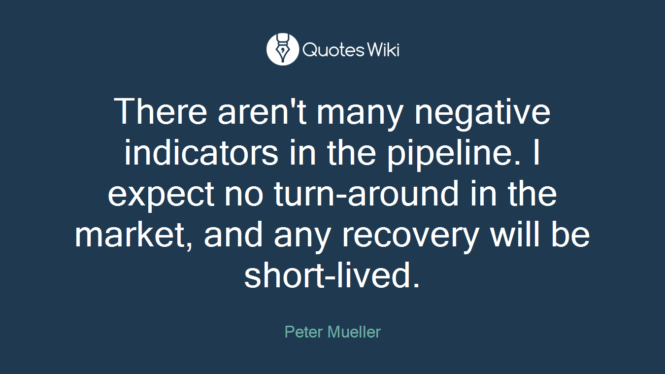 There aren't many negative indicators in the pipeline. I expect no turn-around in the market, and any recovery will be short-lived.